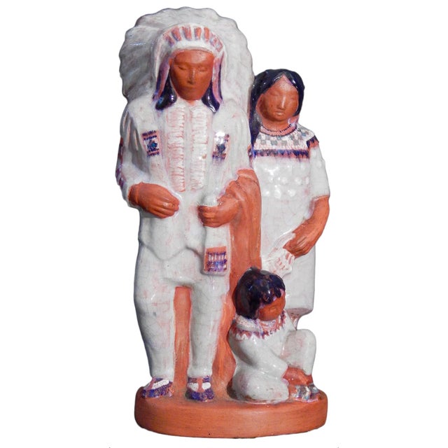 Early 20th Century Circa 1930 Indian Chief and Family' by Elizabeth Seaver (1899-1970 American) Ceramic Sculpture For Sale - Image 5 of 5