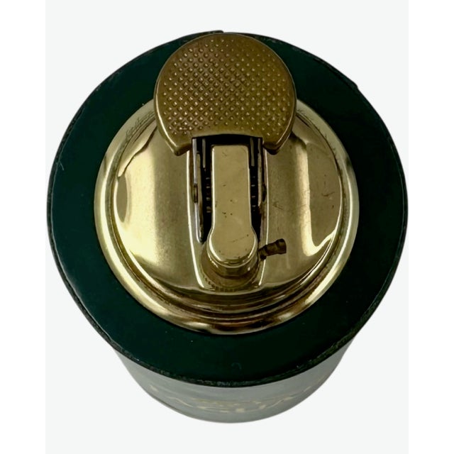 Mid 20th Century Vintage Jaguar Green Leather Table Lighter Made in England For Sale - Image 5 of 11