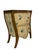 Charming vintage two-drawer accent chest featuring a dramatic bombé-inspired silhouette and whimsical coastal seashell...
