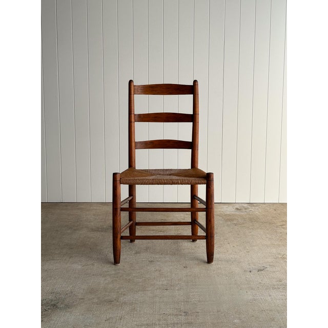 Antique Ladderback Chair With Hand-Woven Rush Seat For Sale - Image 18 of 18