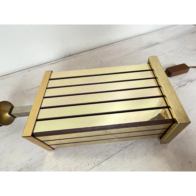 Mid-Century Cube Shaped Brass Table Lamp, 1970s For Sale - Image 6 of 11