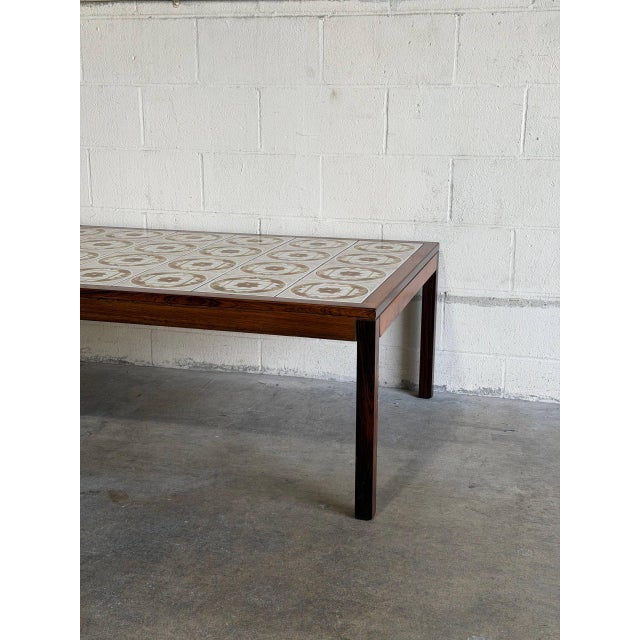 Mid-Century Modern Rosewood Ceramic Tile Top Coffee Table Danish Mid-Century Modern 1970s For Sale - Image 3 of 10