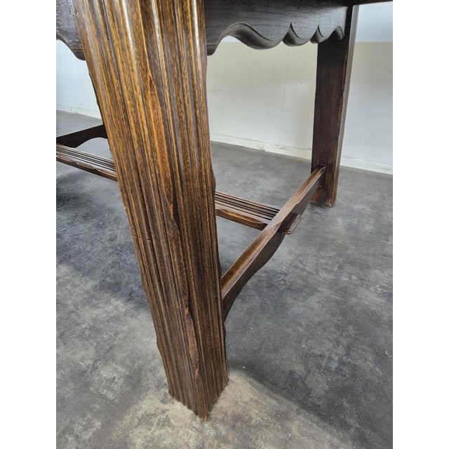 Extendable Monastery Table in Oak with Versailles Parquet Top For Sale - Image 6 of 9