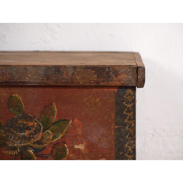 1920s Small Vintage Chest with Floral Motifs, 1920s For Sale - Image 5 of 11