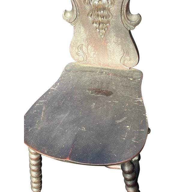 Late 19th Century Antique Gothic Medieval Wood Carved Face Chair For Sale - Image 11 of 11