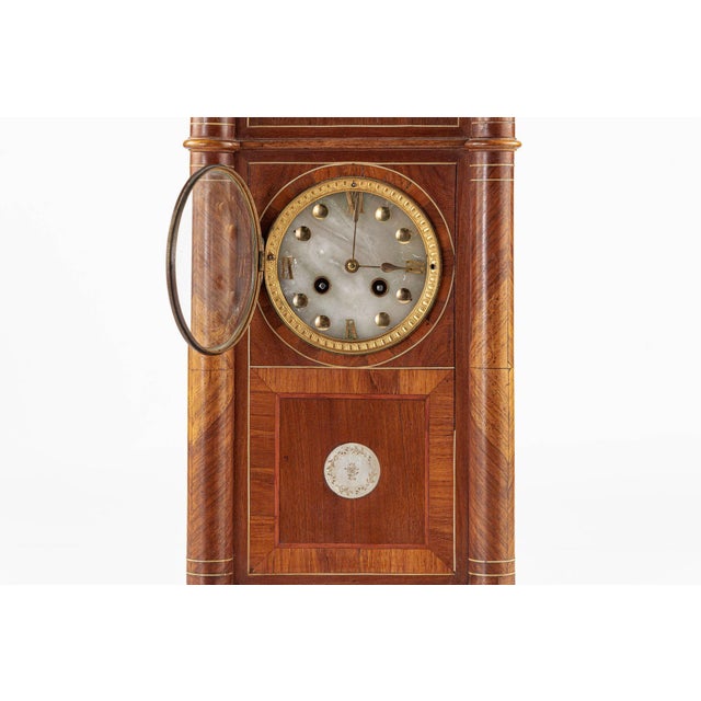 Wood Antique French Wooden Chiming Mantel Clock, Circa 1900 For Sale - Image 7 of 15