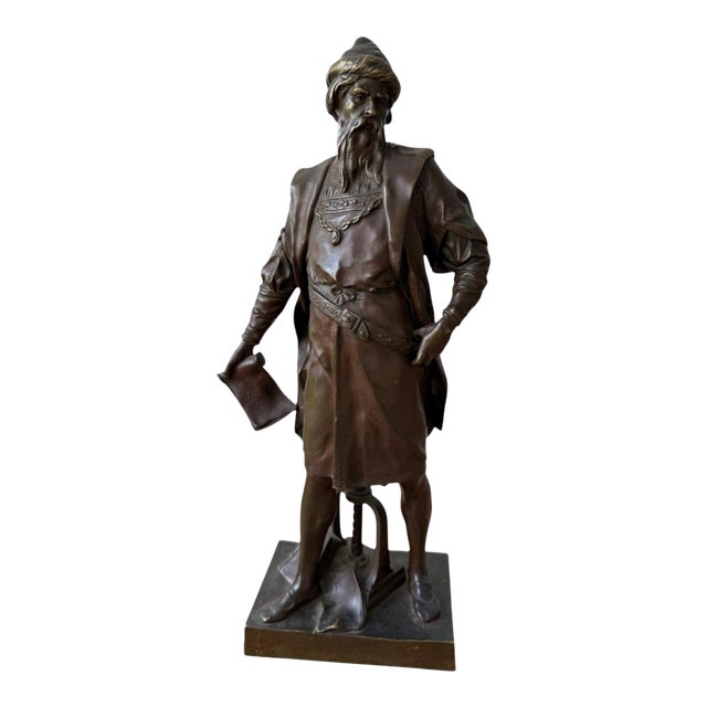 Antique Bronze Sculpture Guttenberg by Emile Louis Picault For Sale