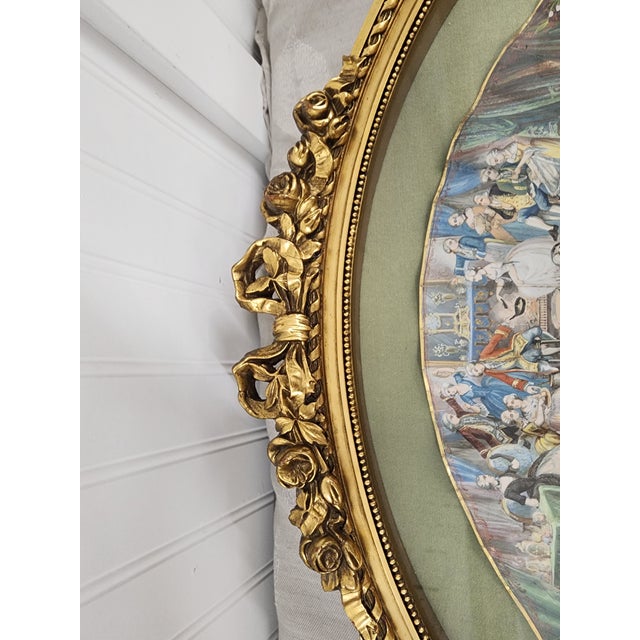 Stunning Hand Painted Antique Framed French Fan For Sale - Image 10 of 11