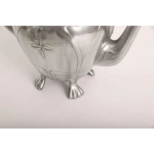 Vintage Art Nouveau Whimsical German Pewter Tea Coffee Service For Sale - Image 9 of 10