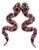 Bochic “Orient” Vintage Ruby & Sapphire Serpent Earrings Set 18K Gold & Silver For Sale