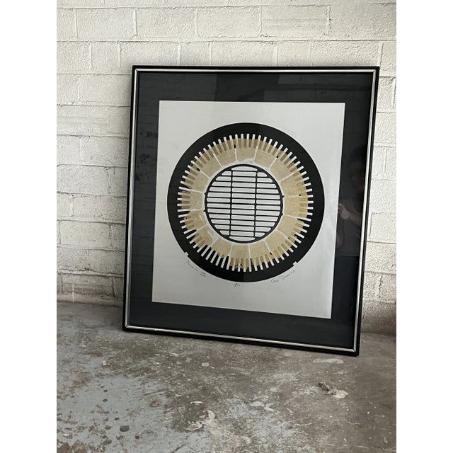 1970s, Signed Seena Donneson Signed Black, Gold & Silver Mixed-Media Print, Signed For Sale - Image 9 of 10