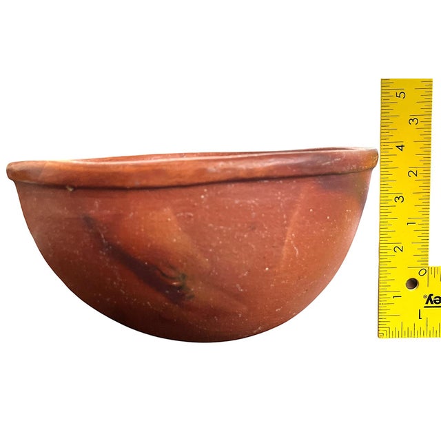 Terra Cotta Handmade Signed Terracotta Bowl / Primitive Studio Pottery Vessel For Sale - Image 8 of 9