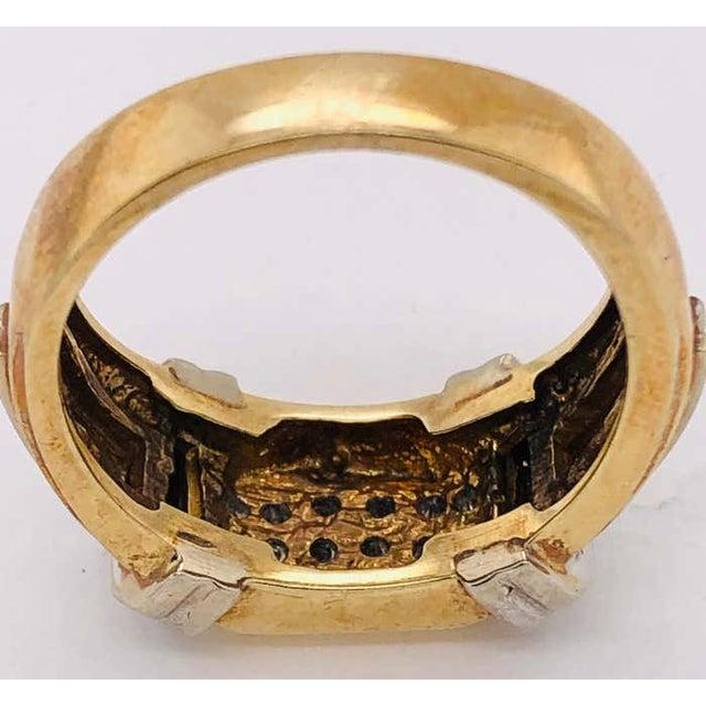 14 Karat Two-Tone Gold Contemporary Ring With Diamonds 0.75 Total Diamond Weight For Sale - Image 4 of 11
