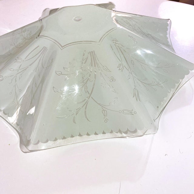 Mid-Century Modern 1950’s Ruffled Glass Semi Flush Shade For Sale - Image 3 of 9
