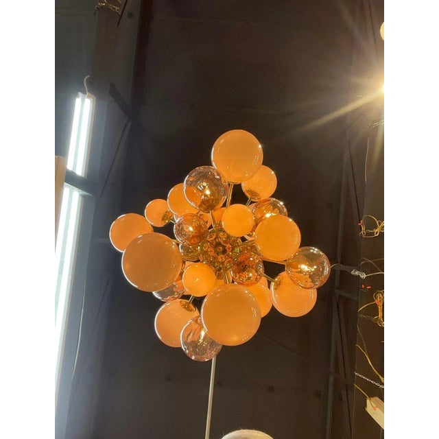 Pink Cloud Murano Style Glass and Brass Chandelier For Sale - Image 9 of 10