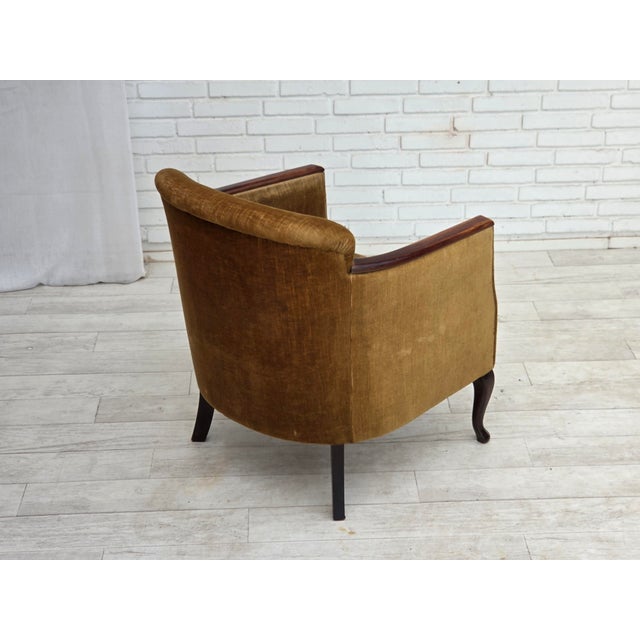 Wood Vintage Danish Armchair in Furniture Velour and Ash, 1950s For Sale - Image 7 of 18