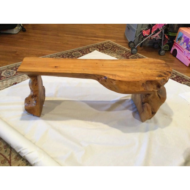 1980s 1980s Vintage Handcrafted Wood Bench For Sale - Image 5 of 10