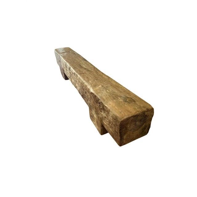 Contemporary Monumental Solid Teak Wood Bench Modern Organic, Stunning Wood Textures For Sale - Image 3 of 7