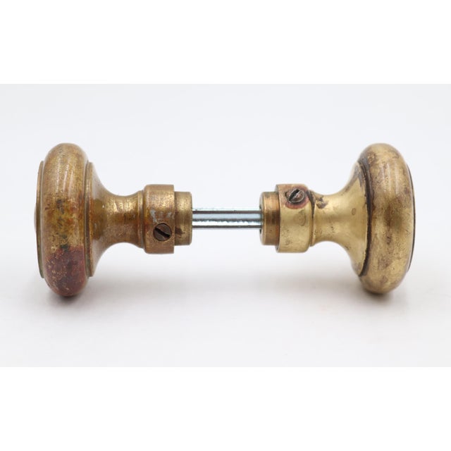 Traditional Pair of Vintage 1.875 In. Raised Concentric Brass Passage Door Knobs For Sale - Image 3 of 5