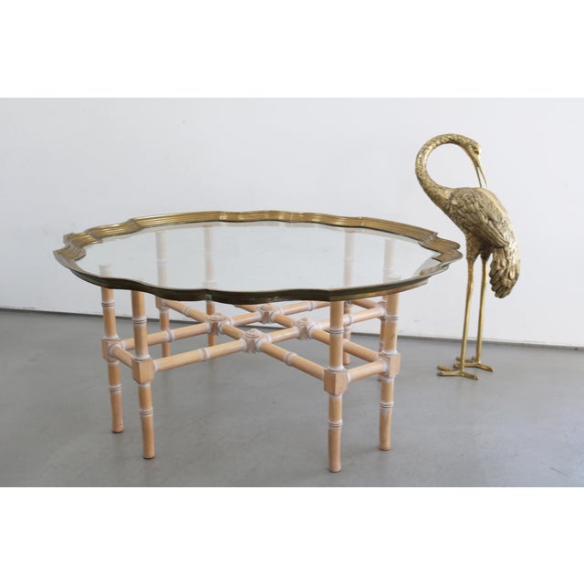 Beige Coffee Table in Bamboo and Brass by Lysberg Hansen & Therp, Denmark, 1970s For Sale - Image 8 of 9