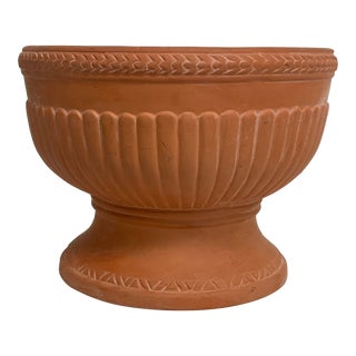 1980s Neoclassical Corinthian Terra Cotta Pedestal Planter. For Sale