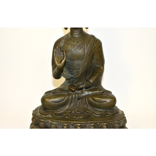 Bronze Antique Bronze Tibetan Teacher Tsongkhapa Statue For Sale - Image 8 of 16
