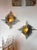 Mid-Century Modern wall lamp light lighting sconce hammered glass, amber, blue, clear hammered glass and iron, gilt copper...