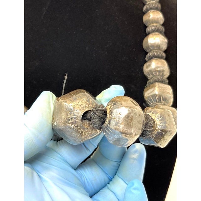Antique Indian Sterling Silver Wrapped Wax Bead Necklace. Indian Tribal Jewelry For Sale - Image 10 of 12