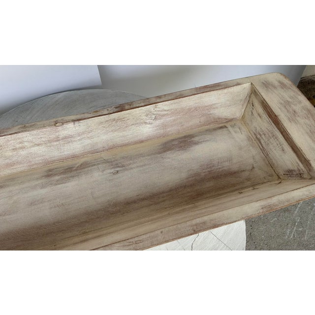 2020s Organic Modern Large Aged Cream Finished Wood Tray For Sale - Image 5 of 5