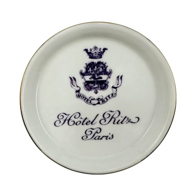 Vintage 5-Star Hotel Ritz Paris White Porcelain Ashtray Coaster Dish For Sale - Image 12 of 12