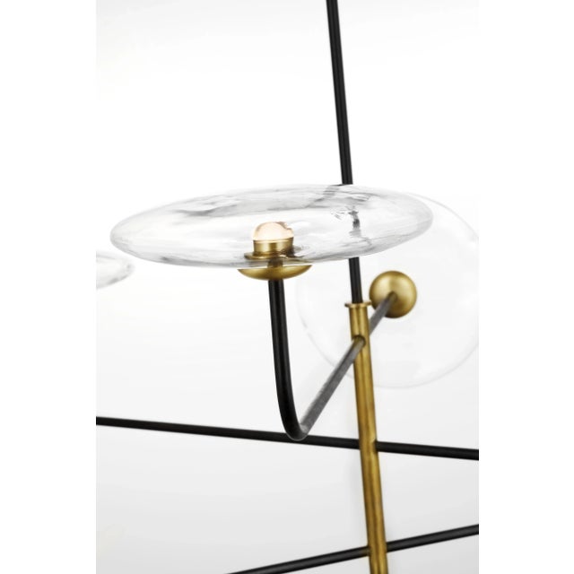 Metal Ian K. Fowler for Visual Comfort Signature Calvino Large Arched Chandelier in Aged Iron & Hand-Rubbed Antique Brass with Clear Glass For Sale - Image 7 of 8
