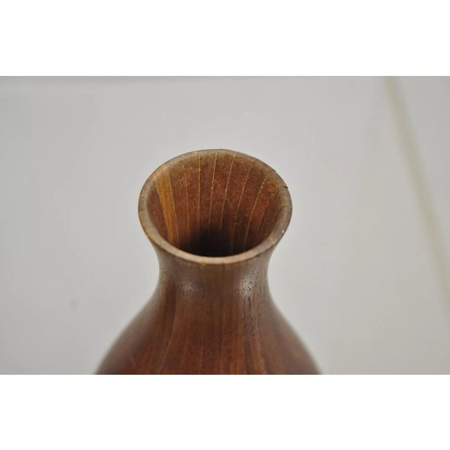 Wood Mid Century Danish Modern Bulbous Sculpted Teak Wood Flower Bud Vase - 2 Pieces For Sale - Image 7 of 9
