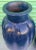 Custom Painted Navy Blue Large Clay Floral Vases Vessels- a Pair For Sale In West Palm - Image 6 of 9