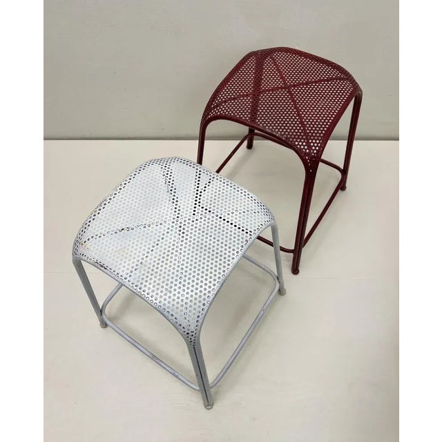 Set of Perforated Metal Stools in the style of Maurizio Tempestini, 1980s For Sale - Image 6 of 13