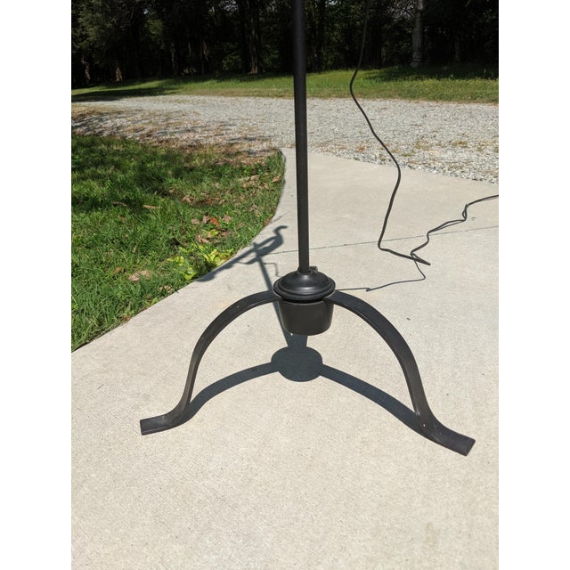 Early 20th Century Forged Iron Floor Lamp With Metal Lampshade For Sale - Image 10 of 12
