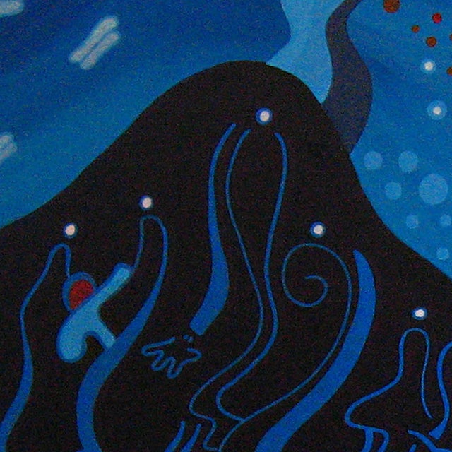 The Angel Cavern — Abstract Expressionist Painting, Oil Markers and Acrylics on Canvas, 36 × 36 In, Square Format For Sale - Image 4 of 7