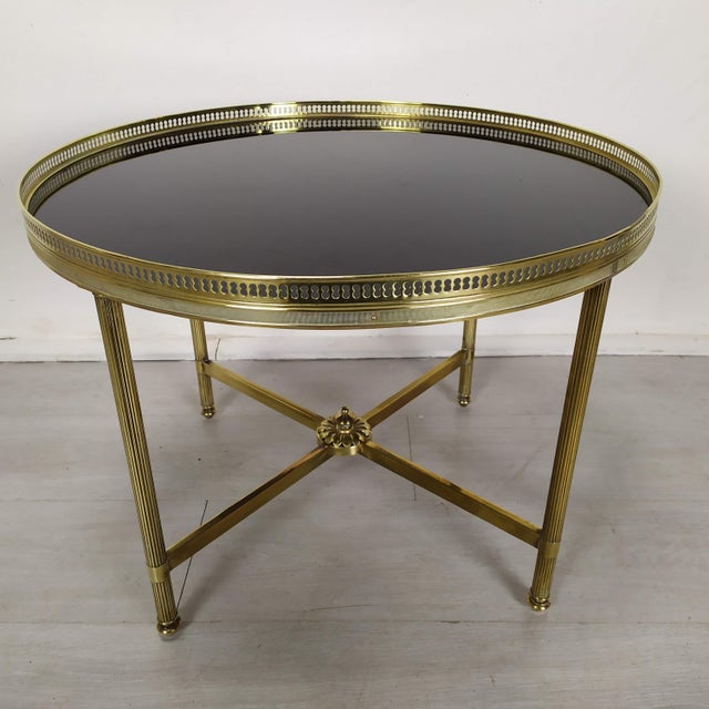 Coffee Table in Brass and Black Glass, 1970s For Sale - Image 16 of 16