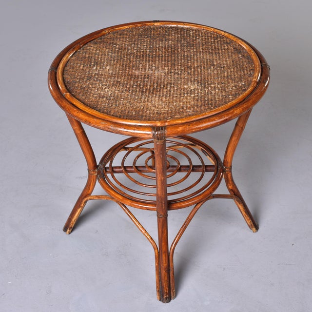 French Mid-Century Bent Rattan & Bamboo Side Table For Sale In Detroit - Image 6 of 12