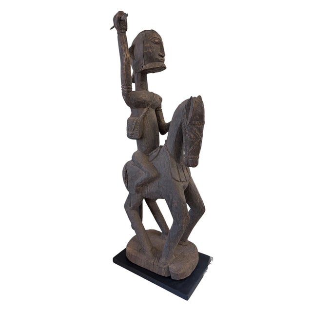 Wood Lg Old African Dogon Hand Carved Wood Horseman Mali 31" H W/Stand For Sale - Image 7 of 9