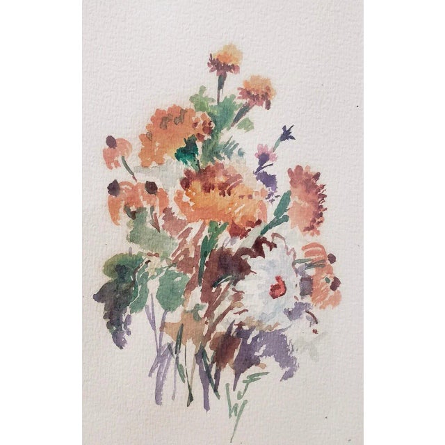 Vintage 1960s Watercolor of Fresh Picked Flowers by Jessie Walberg (New York, 20th C.) For Sale - Image 4 of 6