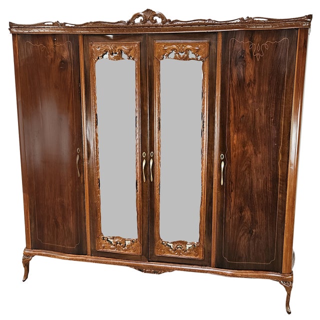 Chippendale Style Walnut and Maple Wardrobe, 1930 For Sale