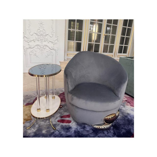 Blue Mirror Cigarette Tables by The Century, Set of 2 For Sale - Image 4 of 5