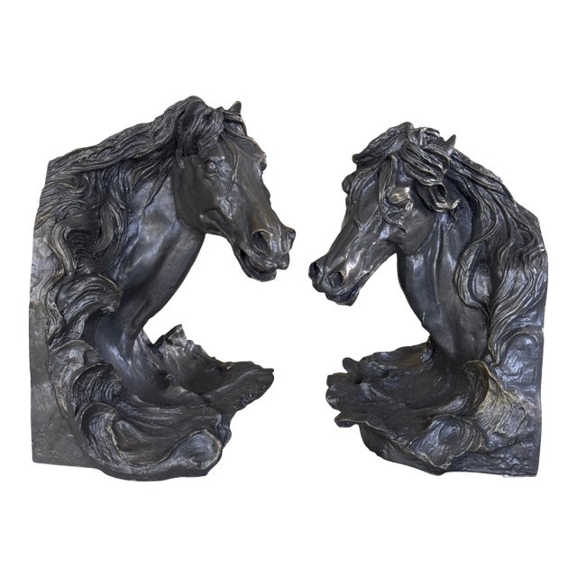 Vintage Ralph Lauren Style Equestrian Bookends - a Pair For Sale