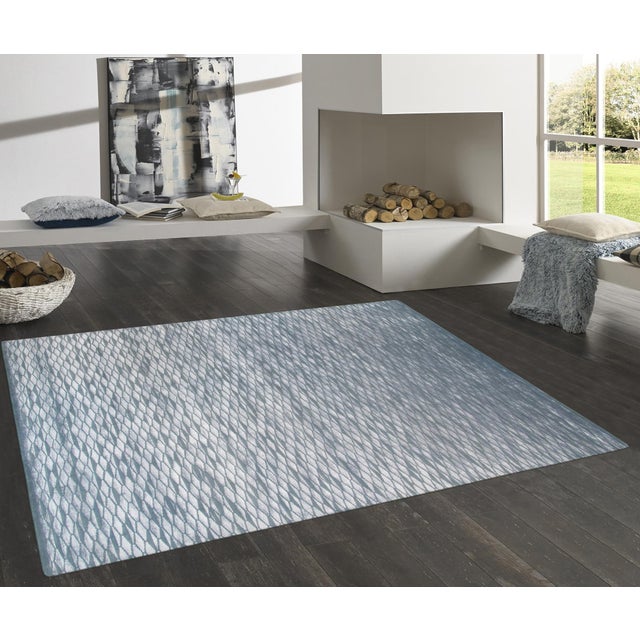 Pasargad Home Modern Blue Silk & Wool Area Rug, 8' 2'' X 10' 0'' For Sale - Image 4 of 4