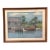 Vintage Cottage Dockside Landscape Framed Pastel Watercolor Painting W Boat For Sale