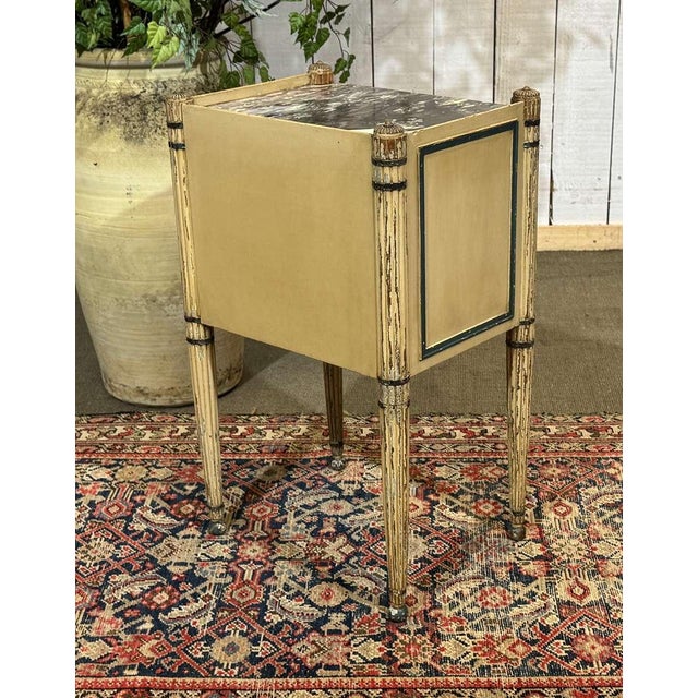 Louis XVI Bedside Table in Beechwood with a Marble Top, 19th Century For Sale - Image 15 of 18