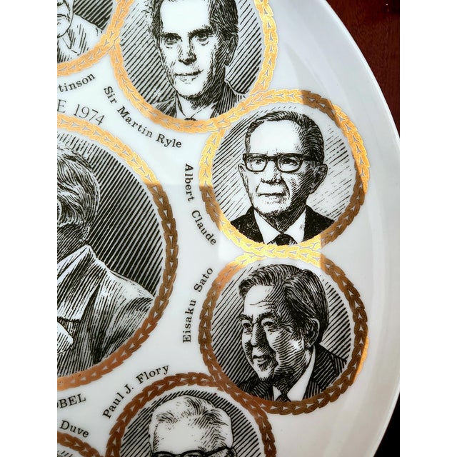 Black Piero Fornasetti Nobel Prize Porcelain Plate, 1974 For Sale - Image 8 of 8
