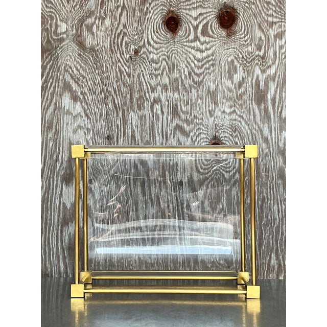 Vintage Boho Brass Magazine Holder After Charles Hollis Jones For Sale - Image 4 of 6