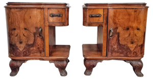 Art Deco Nightstands with Nero Portoro Marble Top, Italy, 1920s, Set of 2