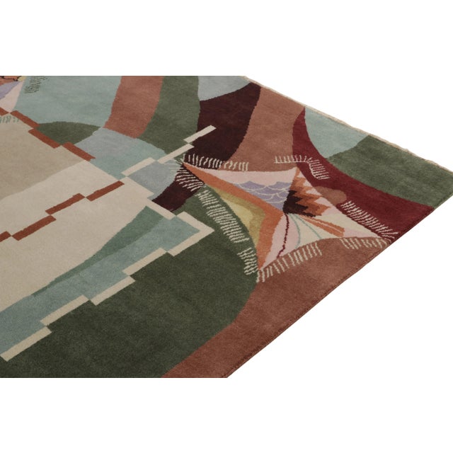 Not Yet Made - Made To Order Rug & Kilim Chinese Style Art Deco Rug in Green, Blue & Brown Patterns - 5'x7' For Sale - Image 5 of 8